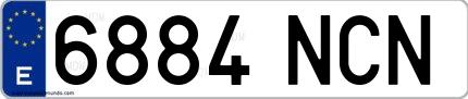 Ejemplo de matrícula española 6884 NCN