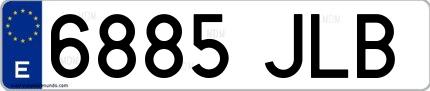 Ejemplo de matrícula española 6885 JLB