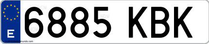 Ejemplo de matrícula española 6885 KBK