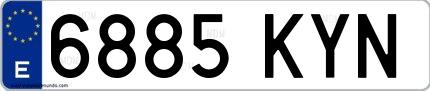 Ejemplo de matrícula española 6885 KYN