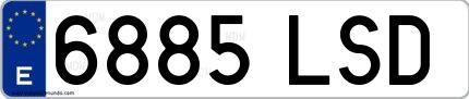 Ejemplo de matrícula española 6885 LSD