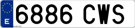 Ejemplo de matrícula española 6886 CWS