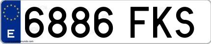 Ejemplo de matrícula de coche ordinaria 6886 FKS
