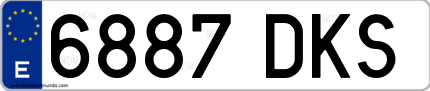 Ejemplo de matrícula de coche ordinaria 6887 DKS