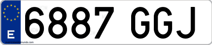 Ejemplo de matrícula de coche ordinaria 6887 GGJ