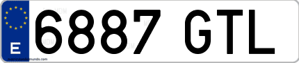 Ejemplo de matrícula de coche ordinaria 6887 GTL