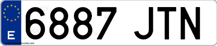 Ejemplo de matrícula de coche ordinaria 6887 JTN