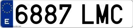 Ejemplo de matrícula de coche ordinaria 6887 LMC