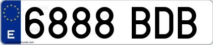 Ejemplo de matrícula española 6888 BDB