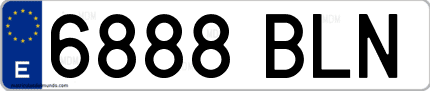 Ejemplo de matrícula de coche ordinaria 6888 BLN