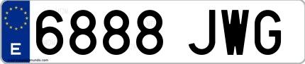 Ejemplo de matrícula española 6888 JWG
