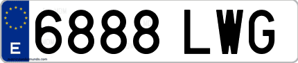 Ejemplo de matrícula de coche ordinaria 6888 LWG