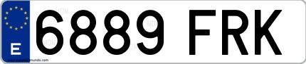 Ejemplo de matrícula española 6889 FRK
