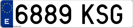 Ejemplo de matrícula de coche ordinaria 6889 KSG