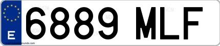 Ejemplo de matrícula española 6889 MLF