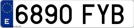 Ejemplo de matrícula española 6890 FYB