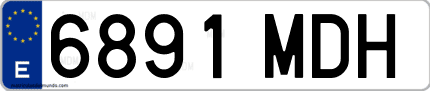 Ejemplo de matrícula de coche ordinaria 6891 MDH
