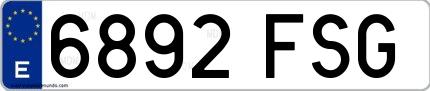 Ejemplo de matrícula española 6892 FSG