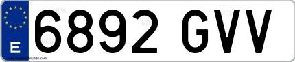 Ejemplo de matrícula española 6892 GVV