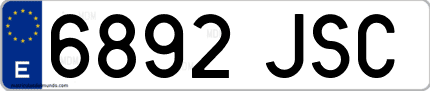Ejemplo de matrícula de coche ordinaria 6892 JSC