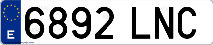 Ejemplo de matrícula de coche ordinaria 6892 LNC