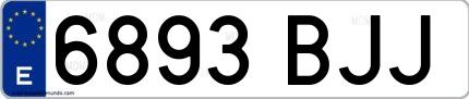 Ejemplo de matrícula de coche ordinaria 6893 BJJ