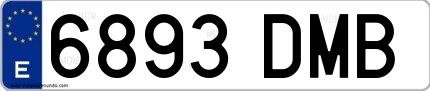 Ejemplo de matrícula española 6893 DMB