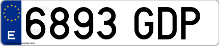 Ejemplo de matrícula de coche ordinaria 6893 GDP