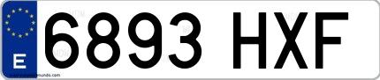 Ejemplo de matrícula española 6893 HXF