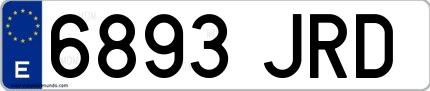 Ejemplo de matrícula española 6893 JRD