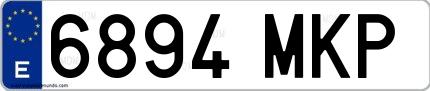 Ejemplo de matrícula española 6894 MKP
