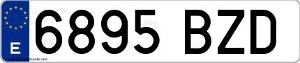 Ejemplo de matrícula española 6895 BZD