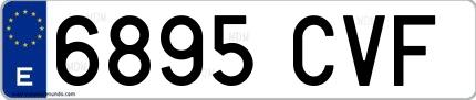 Ejemplo de matrícula española 6895 CVF