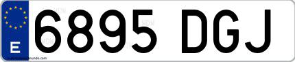 Ejemplo de matrícula española 6895 DGJ