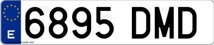 Ejemplo de matrícula española 6895 DMD
