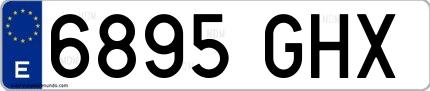 Ejemplo de matrícula española 6895 GHX