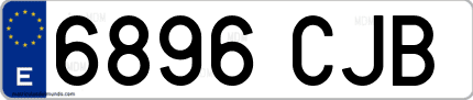 Ejemplo de matrícula de coche ordinaria 6896 CJB