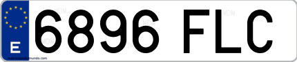 Ejemplo de matrícula de coche ordinaria 6896 FLC