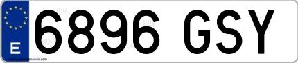 Ejemplo de matrícula española 6896 GSY