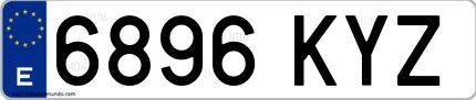 Ejemplo de matrícula española 6896 KYZ
