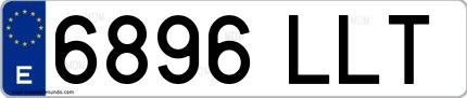 Ejemplo de matrícula española 6896 LLT
