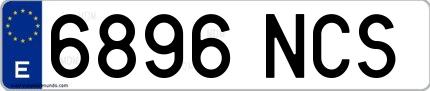 Ejemplo de matrícula española 6896 NCS