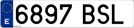 Ejemplo de matrícula de coche ordinaria 6897 BSL