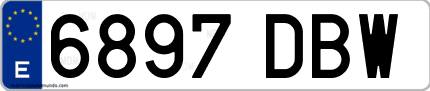Ejemplo de matrícula de coche ordinaria 6897 DBW