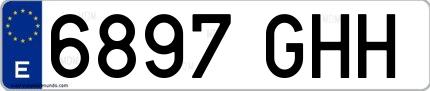 Ejemplo de matrícula de coche ordinaria 6897 GHH