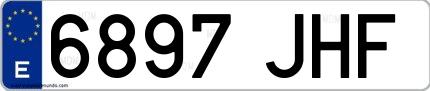 Ejemplo de matrícula española 6897 JHF