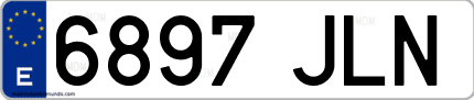 Ejemplo de matrícula de coche ordinaria 6897 JLN