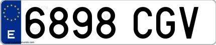 Ejemplo de matrícula española 6898 CGV