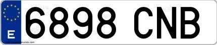 Ejemplo de matrícula española 6898 CNB