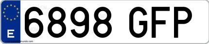 Ejemplo de matrícula española 6898 GFP